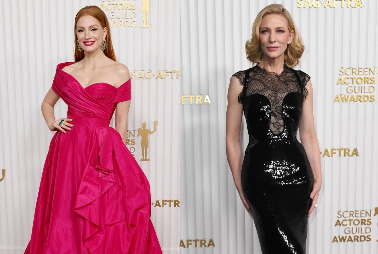 Esta noche, se celebran los SAG Awards 2023, en donde se premiarán las mejores actuaciones del año en cine y televisión. La 29ª ceremonia anual de entrega de los SAG se lleva a cabo en el Fairmont Century Plaza de Century City, California. Entre las estrellas más bellas, y mejor vestidas, de la noche destacan la estadounidense Jessica Chastain y la australiana Cate Blanchett. 