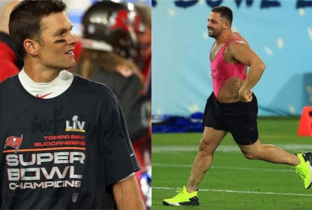 Tom Brady una vez más hizo historia en un Super Bowl tras ganar la final de fútbol americano por séptima vez, esta vez, como uno de los miembros del equipo Tampa Bay Buccaneers. En el evento se dieron imágenes curiosas como un aficionado que invadió el terreno de las acciones. Fotos EFE y AFP.