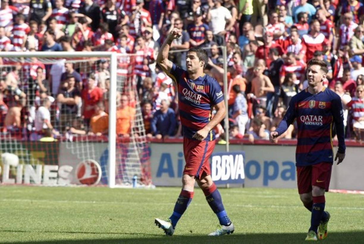 Luis Suárez fue la figura al destaparse con tres goles. Foto EFE/ Miguel Molina.