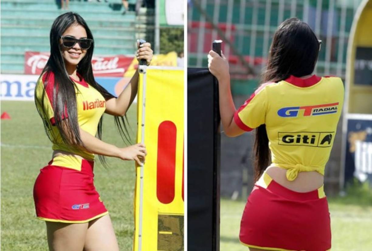 Ella es Cris Pacheco, hermosa modelo que robó miradas en el partido entre Marathón y Real España.