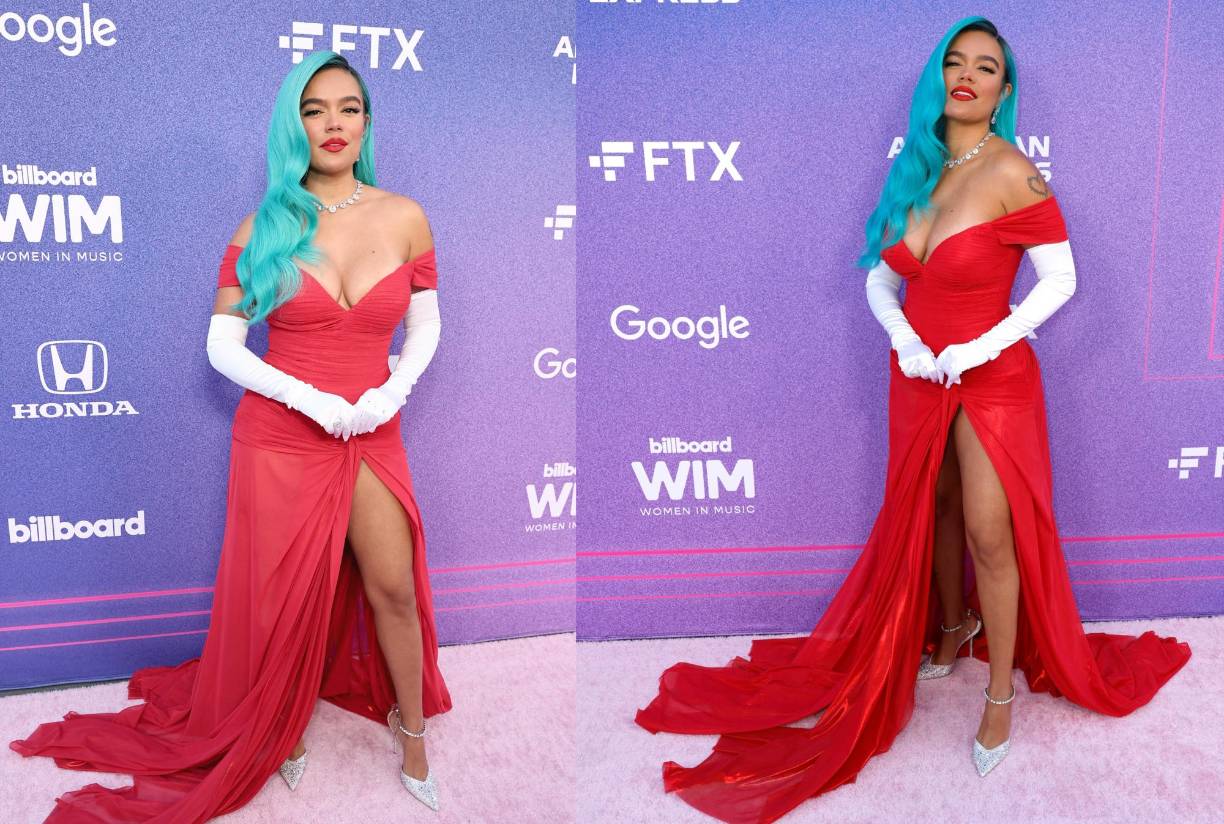 La revista Billboard reconoció a Karol G, la cantante latina más escuchada en Estados Unidos de los últimos tres años, por romper paradigmas con su música, durante la última edición de la gala Women in Music, que se realizó en Los Ángeles, California. La guapa colombiana arribó al evento ataviada con un elegante vestido rojo con el que rindió homenaje a Julia Roberts en el clásico del cine “Mujer Bonita”.