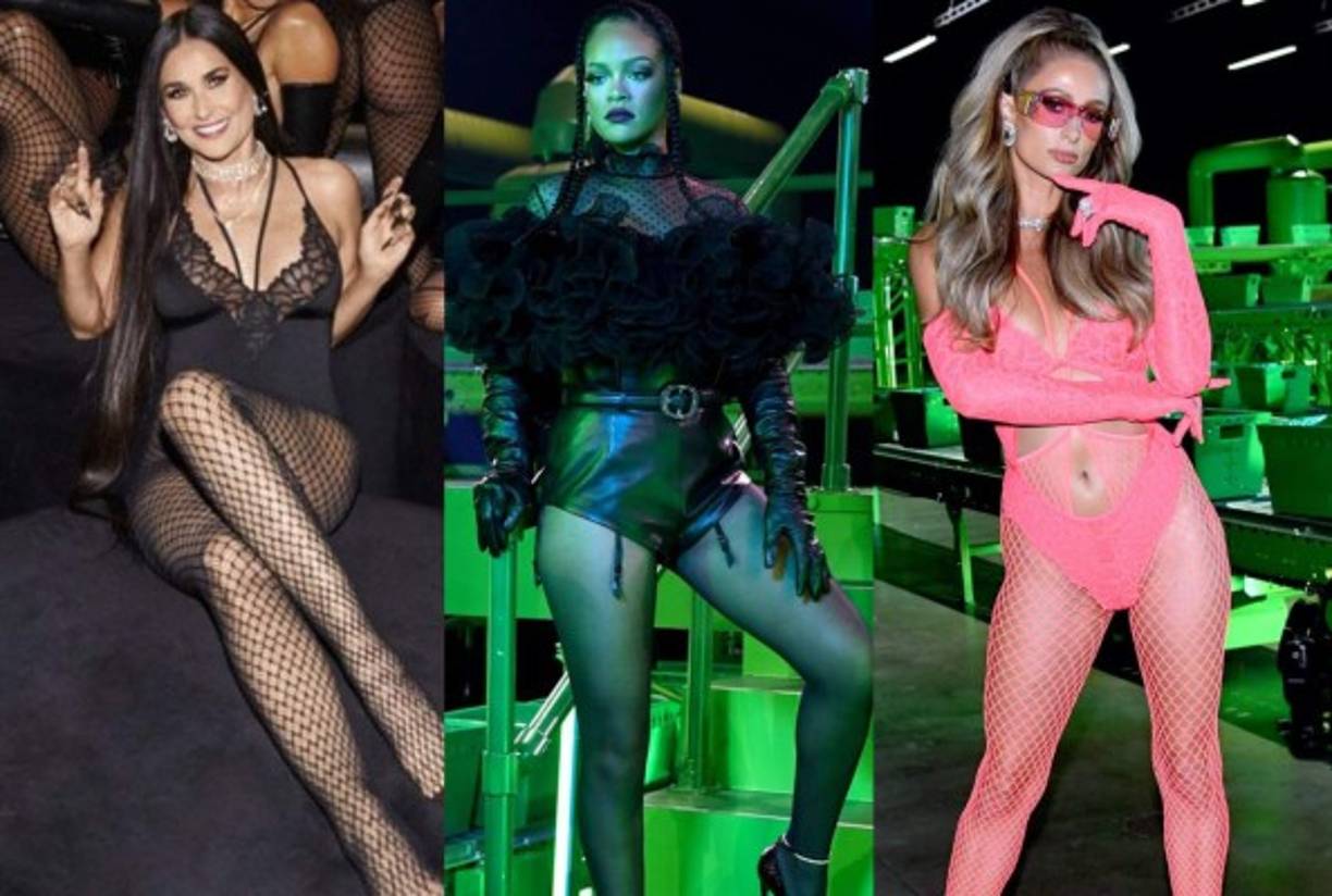 La cantante Rihanna ha organizado un espectáculo de lujo para lanzar su colección de lencería a modo de 'performance,' en la que han participado las 'top' del mundo de la moda y actrices como Demi Moore, Paris Hilton, Bella Hadid, Cara Delevigne, por mencionar solo algunas. La animación musical conto con el talento de cantantes como Rosalía, Bad Bunny, Travis Scott, entre otros. <br/>Fotos: The Sun, Instagram.
