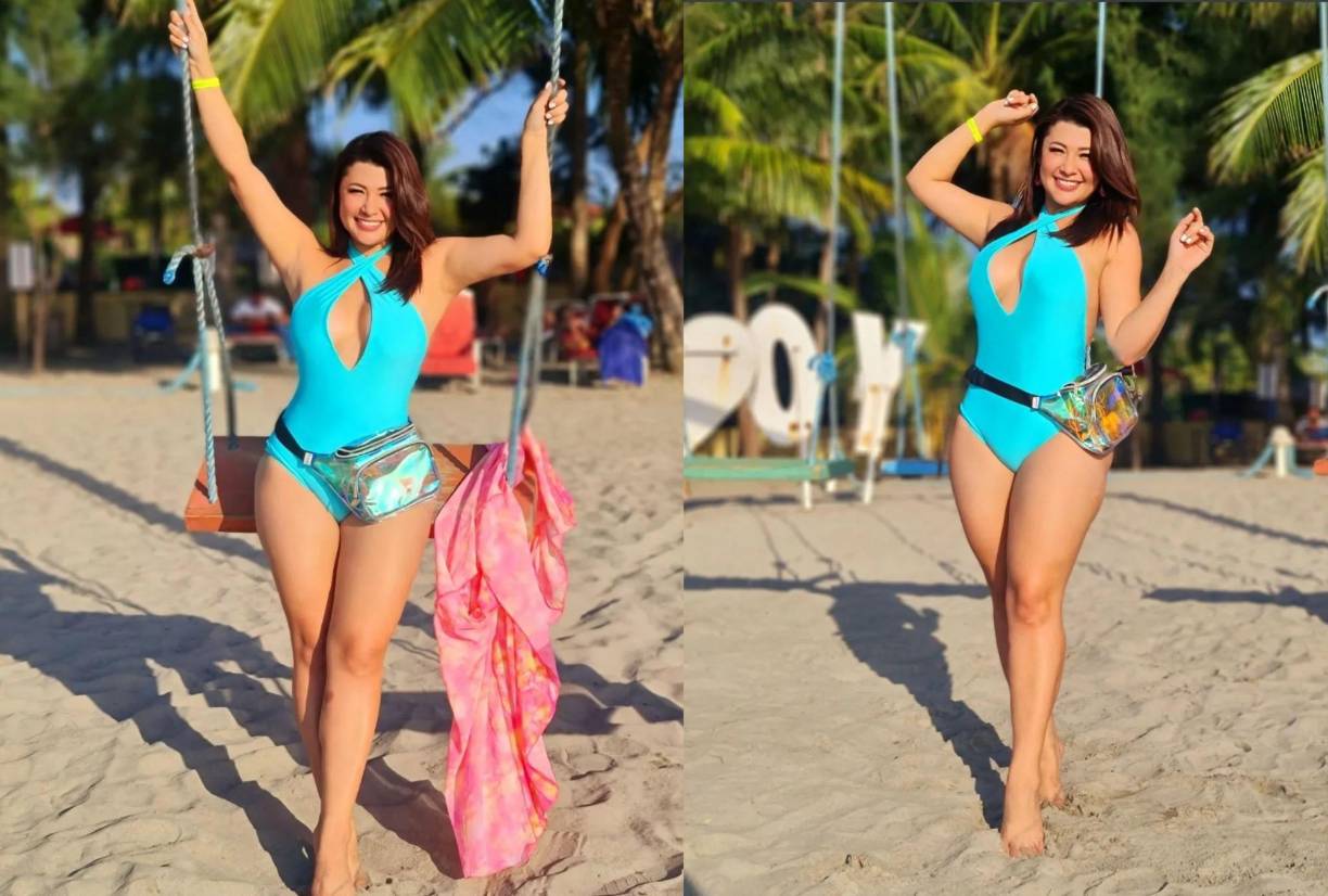 La presentadora de HCH, Milagro Flores, presume su cuerpazo en las playas de Tela. 