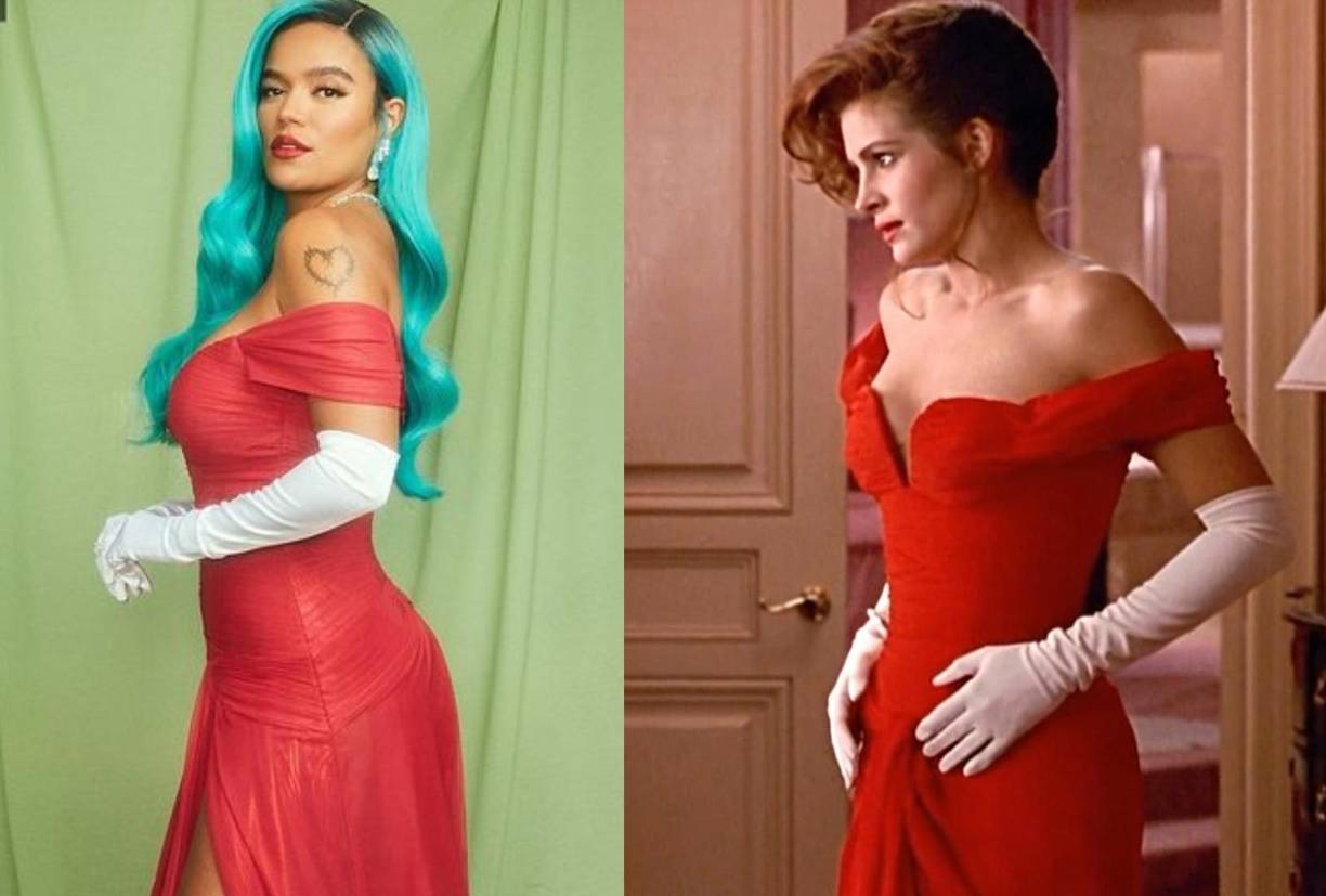 La revista Billboard reconoció a Karol G, la cantante latina más escuchada en Estados Unidos de los últimos tres años, por romper paradigmas con su música, durante la última edición de la gala Women in Music, que se realizó este miércoles en Los Ángeles, California. La guapa colombiana arribó al evento ataviada con un elegante vestido rojo con el que rindió homenaje a Julia Roberts en el clásico del cine “Mujer Bonita”.