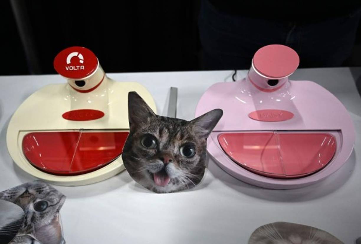 La feria muestra un poco de todo y hace uso de los últimos avances para crear llamativos productos, como este alimentador para mascotas que utiliza 'reconocimiento facial' para que sea utilizado solo por su dueño.
