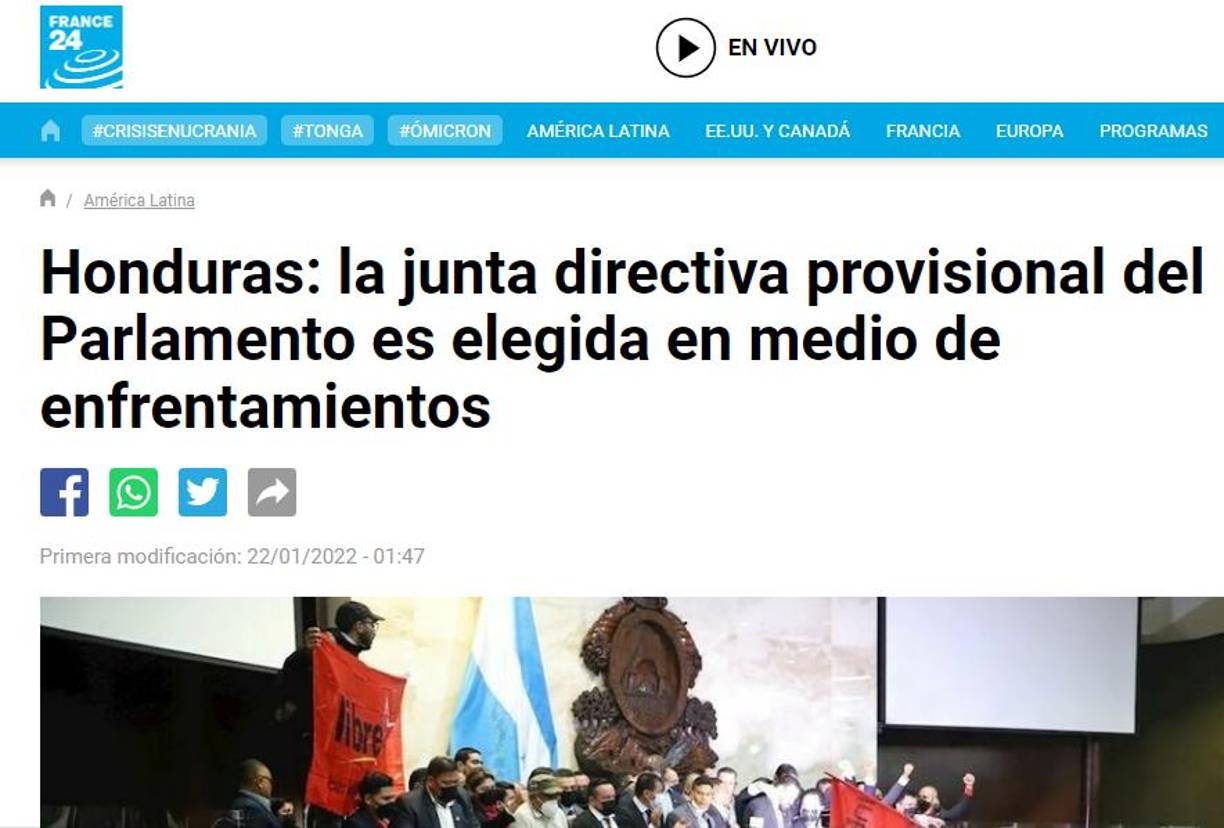Medios internacionales resaltan elección de juntas directivas paralelas en el Congreso de Honduras