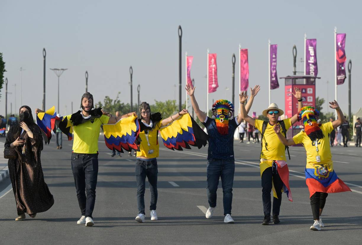 Los hinchas de Ecuador hacen notar su presencia en Qatar.
