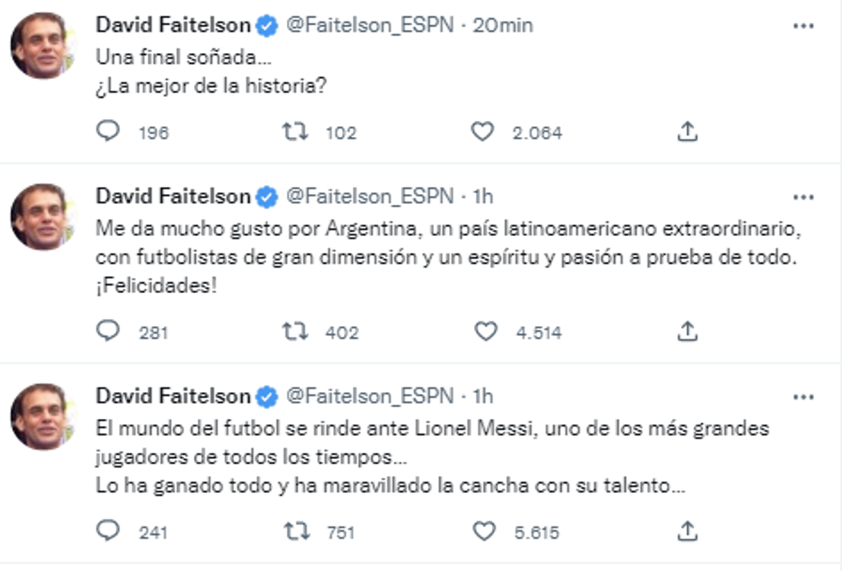 El periodista mexicano, David Faitelson, alabó la gran final entre Argentina y Francia.