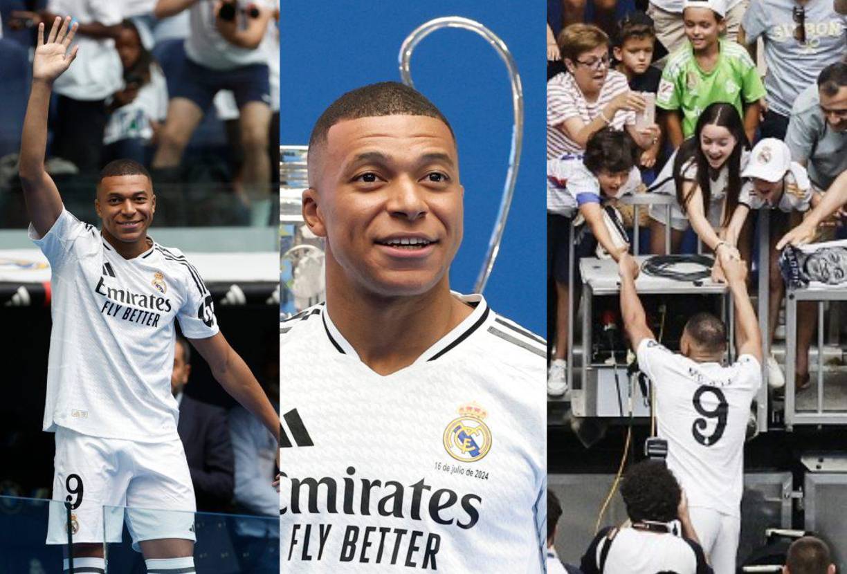 Las mejores imágenes de la espectacular presentación de Kylian Mbappé en el Santiago Bernabéu como jugador del Real Madrid.