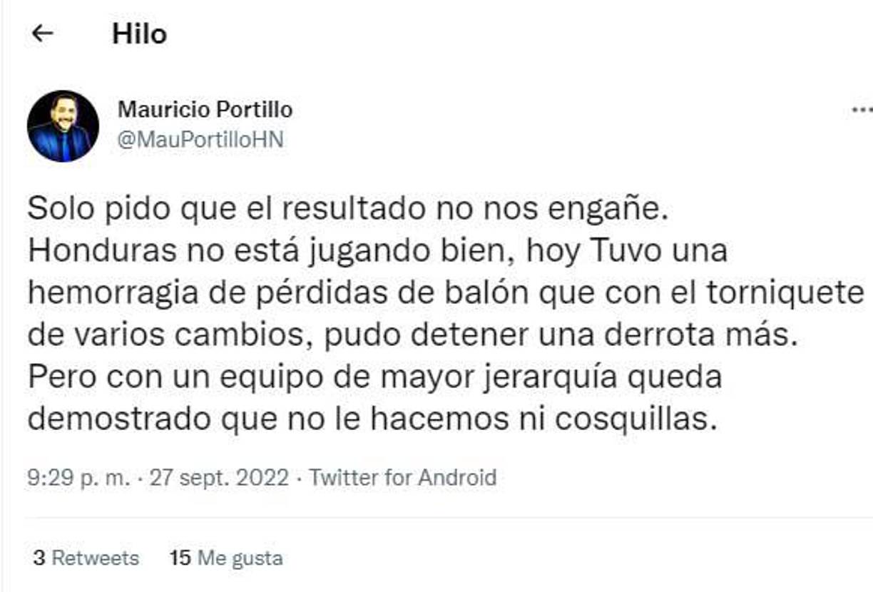 “Solo pido que el resultado no nos engañe. Honduras no está jugando bien”, fueron algunas de las valoraciones del periodista Mauricio Portillo.