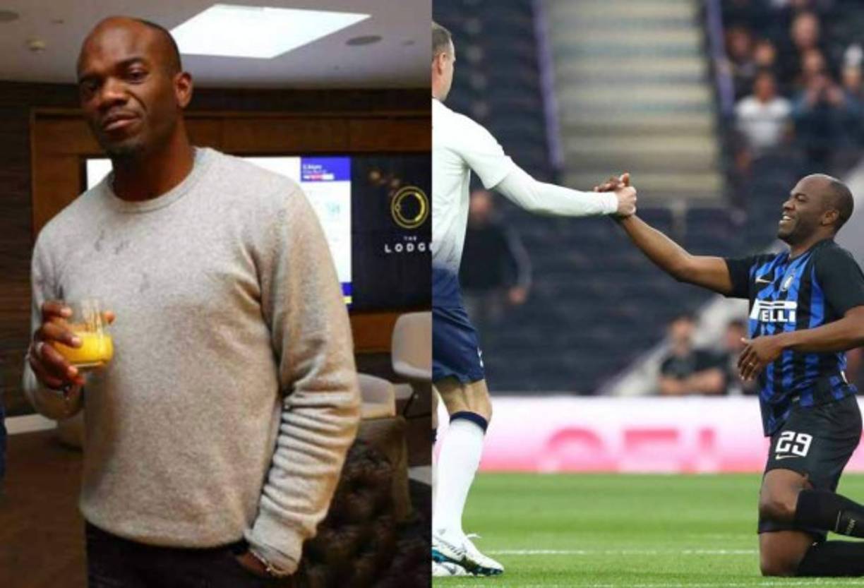 El hondureño Óscar David Suazo se lució este sábado en Inglaterra al anotar un doblete en el partido entre leyendas del Tottenham e Inter. El club italiano ganó 4-5 y tuvo al catracho como una de las figuras. Fotos Instagram y Twitter del Tottenham e Inter.