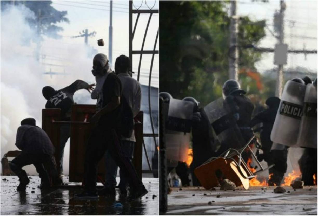 Un grupo de supuestos estudiantes protestaron en Tegucigalpa, en defensa del artículo 590 del Código Penal que penaliza las protestas públicas con la figura del terrorismo.