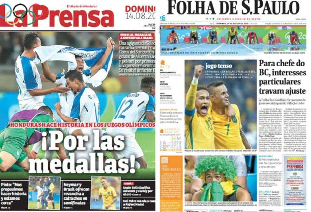 Honduras y Brasil se enfrentarán este miércoles por las semi de Juegos Olímpicos. Mira las mejores portadas de los diferentes medios a nivel mundial.