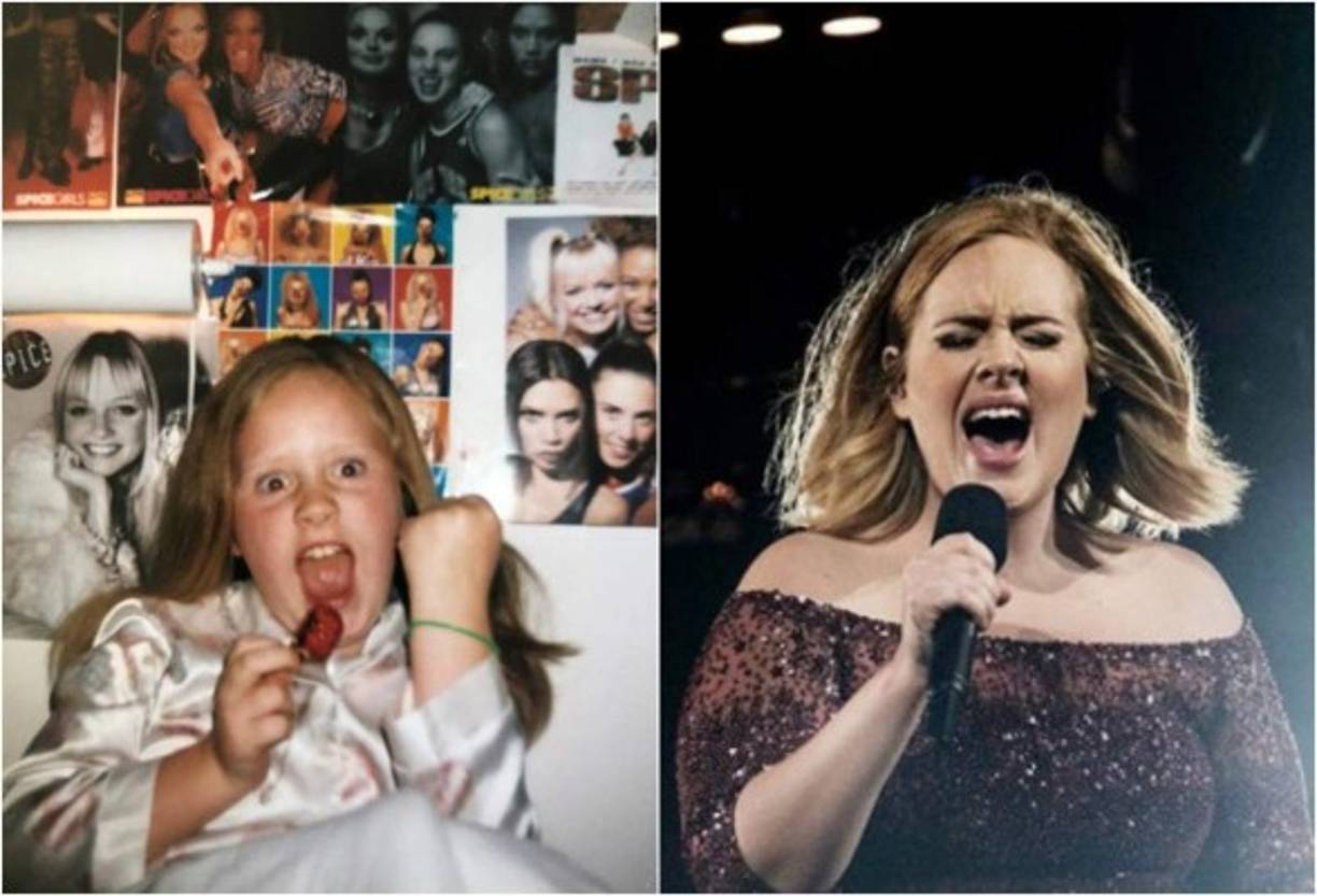 Adele es una fanática del grupo. Para celebrar su regreso, la cantante compartió una imagen en sus redes sociales de cuando era niña, a sus espaldas un póster de las Spice Girls.