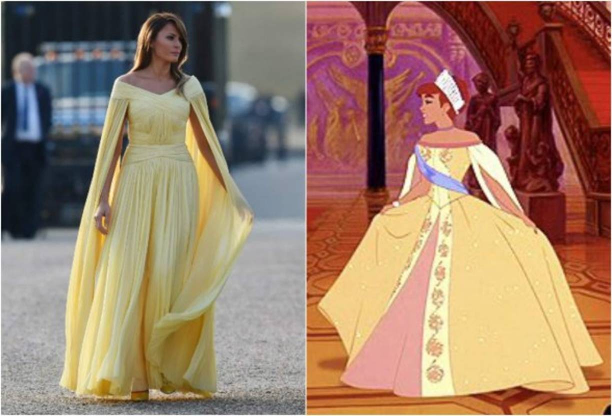 Otros creen que el vestido de Melania es muy parecido al de la Duquesa Anastasia Nikoláyevna Románova en la adaptación de Disney sobre la leyenda rusa.