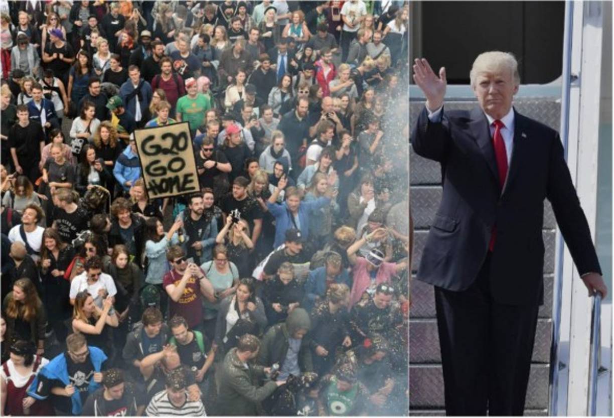 El presidente de EUA, Donald Trump, arribó hoy Hamburgo (Alemania) para asistir mañana a la cumbre del G20, donde una multitud de manifestantes le dieron la 'bienvenida al infierno'.