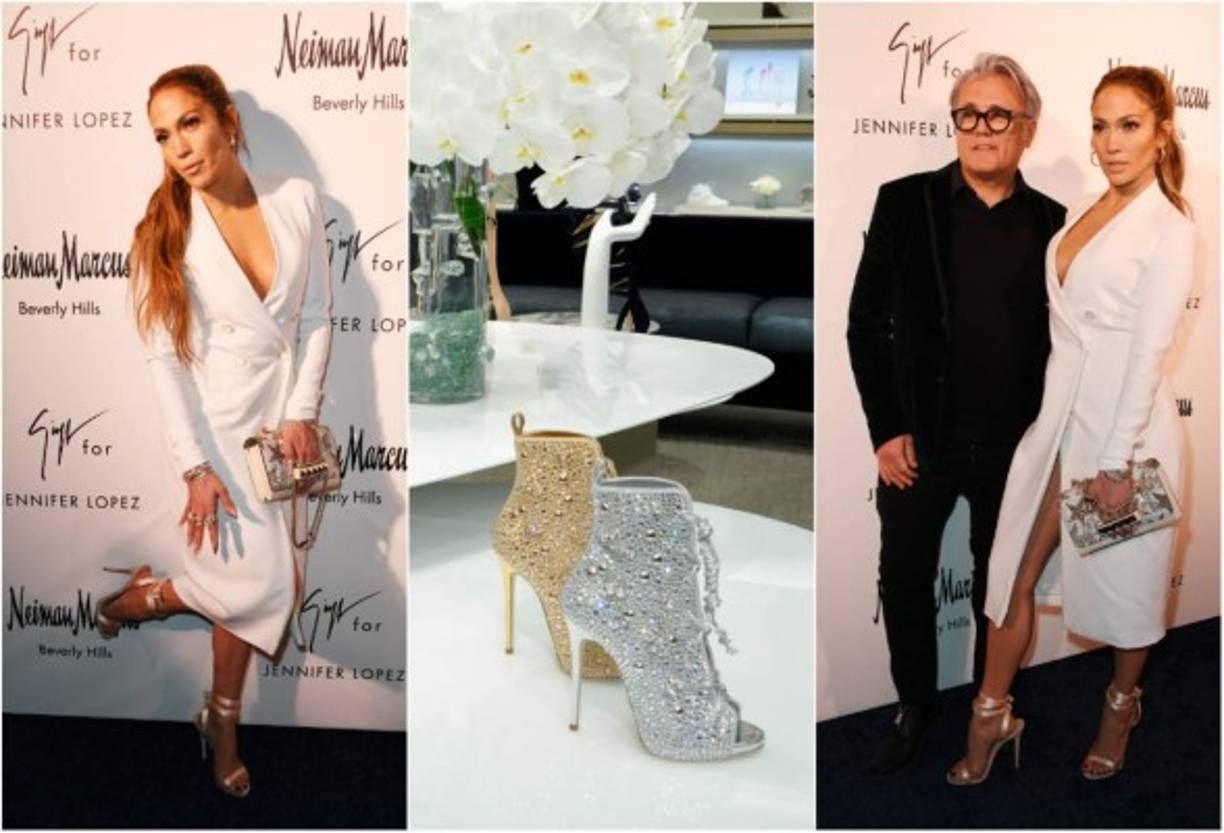 La cantante Jennifer López lanzó de la mano del diseñador Giuseppe Zanotti una nueva colección de zapatos. Seguramente muchas de sus fans tendrán que ahorrar mucho para comprarse cualquier par. Jennifer López lució para el lanzamiento este modelo cuyo costo es de 1,395 dólares, unos 22,700 lempiras.