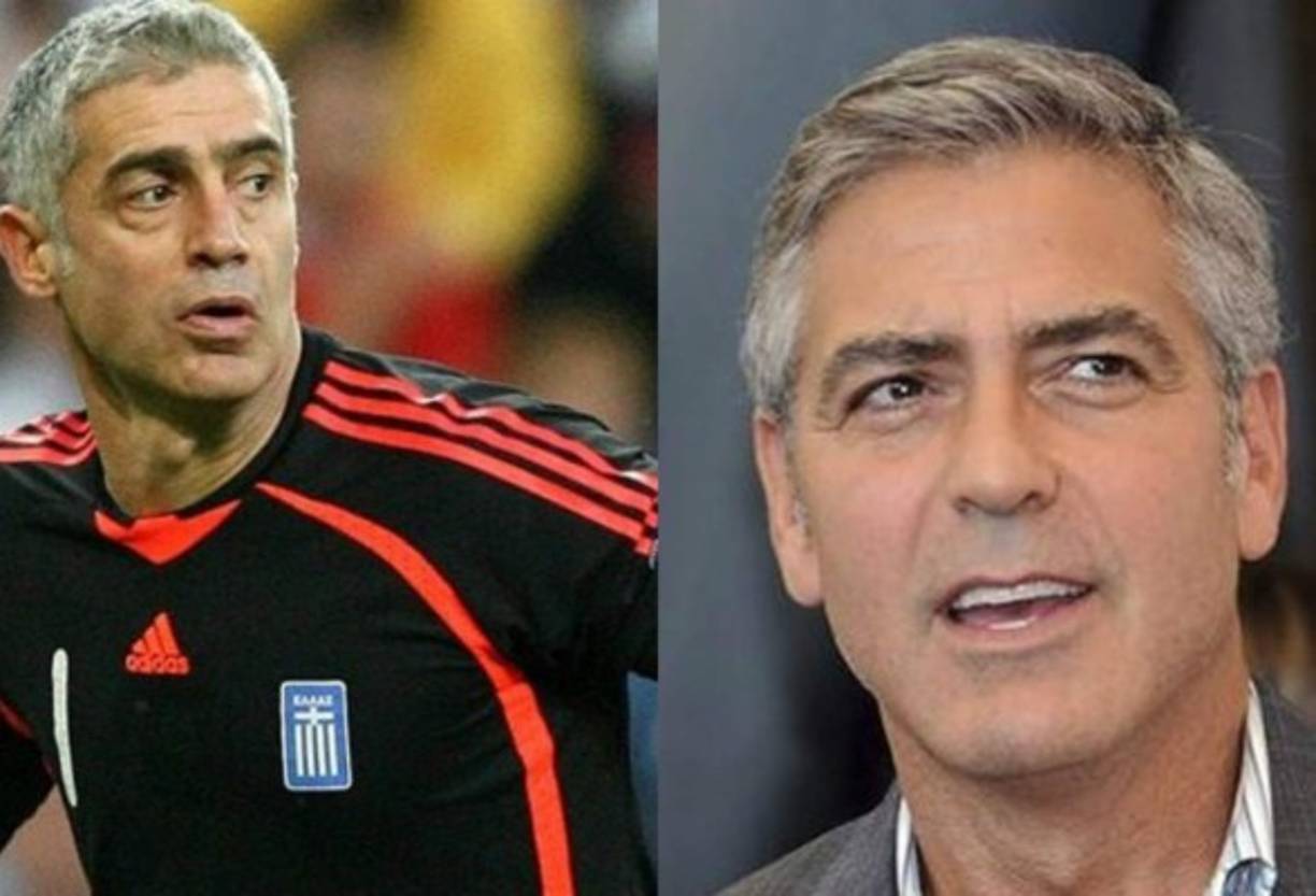 El arquero griego Antonis Nikopolidis y George Clooney.
