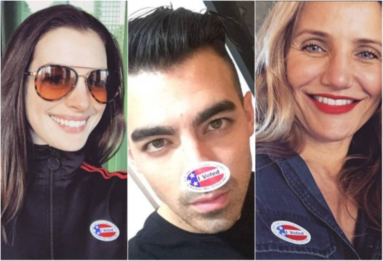 Los famosos estadounidenses han posteado en sus redes sociales sus selfies tras haber votado, algunos no ocultan por quién lo han hecho.