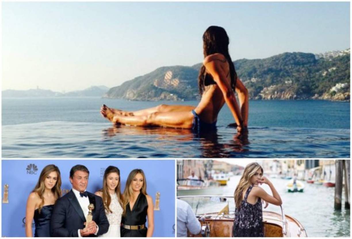 Sistine ha acaparado las miradas en las alfombras de de eventos donde ha acompañado a su padre Sylvester Stallone.<br/><br/>En la gala de este año de los Globos de Oro se lució junto a sus hermanas Sophia y Scarlet Rose, y el año pasado posaron junto a su padre, que ganó un premio. <br/><br/>Aunque pose en bikini o con vestidos de gala, la joven modelo siempre se ve hermosa. Es toda una revelación del modelaje.