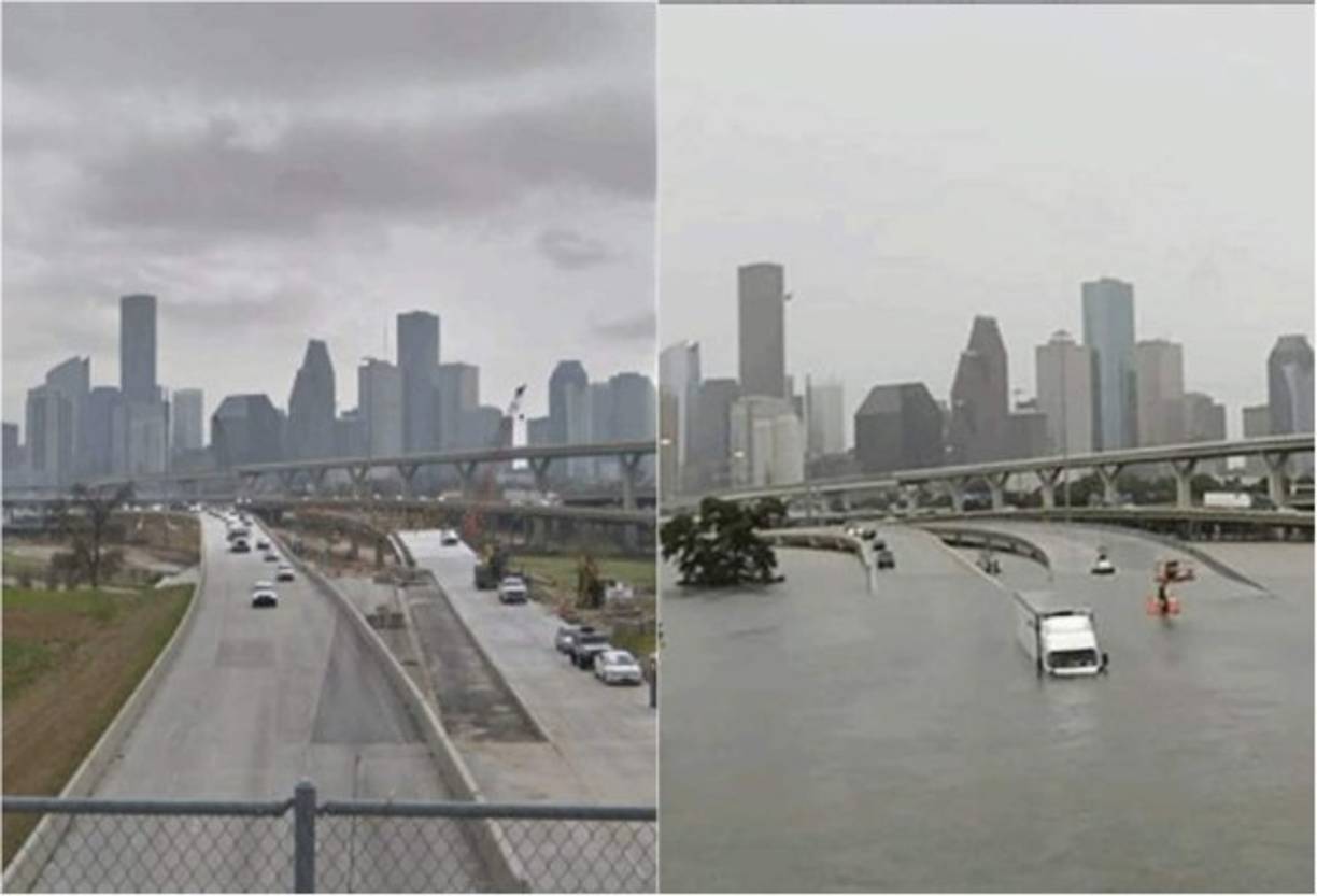 Los pantanos y praderas costeras de Texas se inundaron rápidamente, pero las extendidas ciudades -donde el drenaje es más lento- fueron las más golpeadas