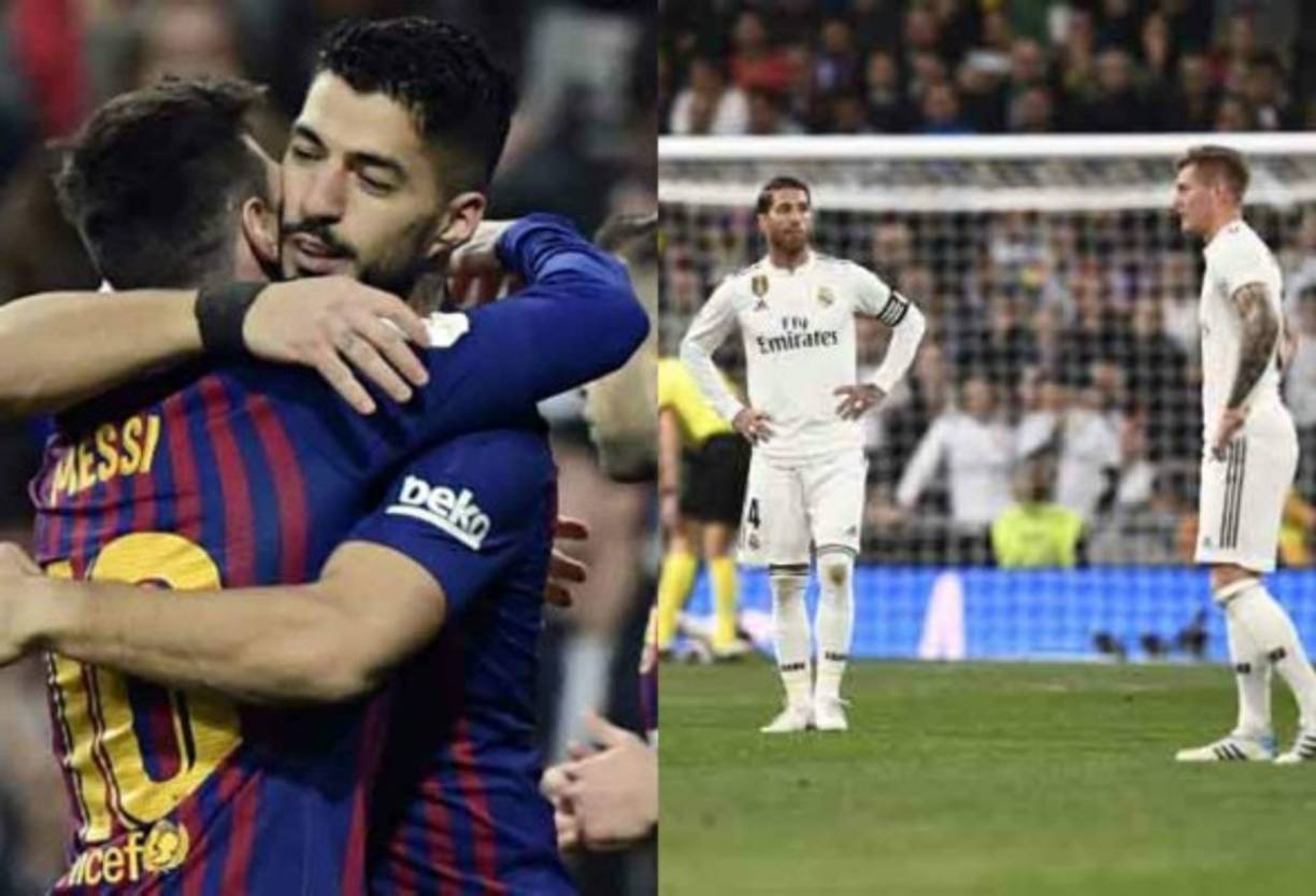 El Barcelona se metió este miércoles en su sexta final consecutiva de Copa del Rey tras golear 3-0 al Real Madrid, con doblete de Luis Suárez, en el estadio Santiago Bernabéu. Jugador madridista terminó llorando y en el club catalán festejaron a lo grande. Fotos AFP.