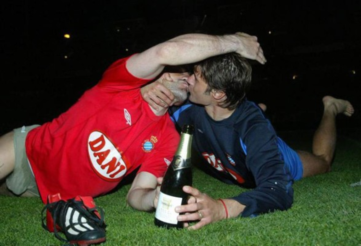 Toni y Pochettino y un momento romántico en el Espanyol de Barcelona.