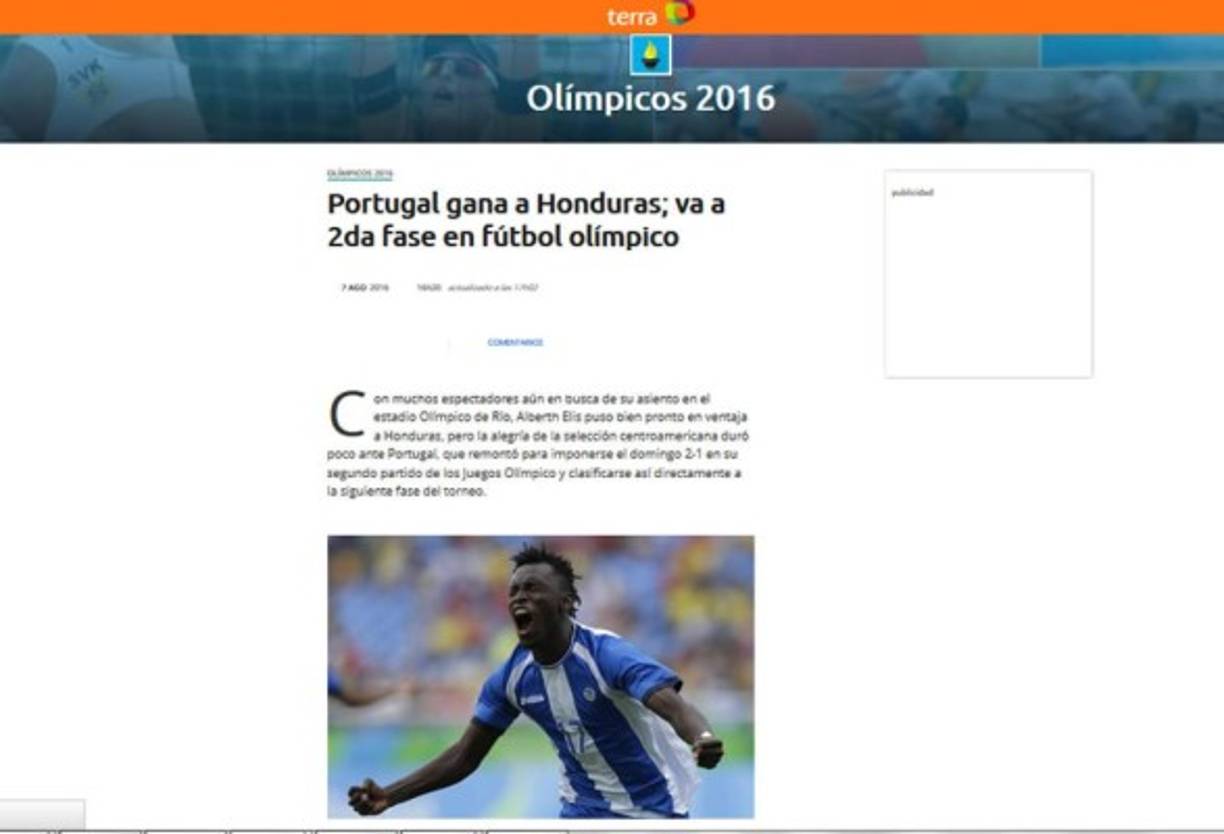 La página Terra Chile también destacó el partido.