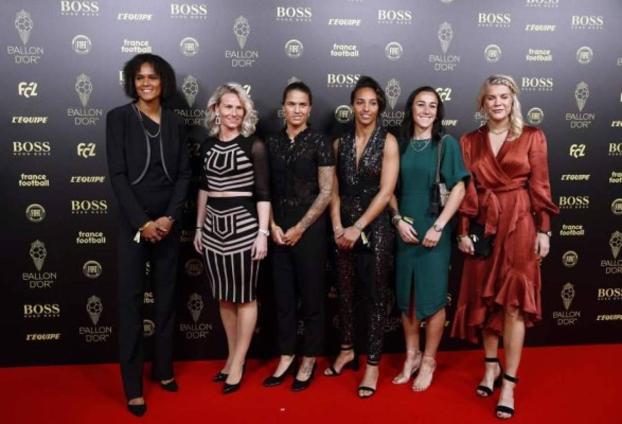 Las jugadoras del Olympique de Lyon, Wendie Renard, Amandine Henry, Dzsenifer Marozsan, Sarah Bouhaddi, Lucy Bronze y Ada Hegerberg.