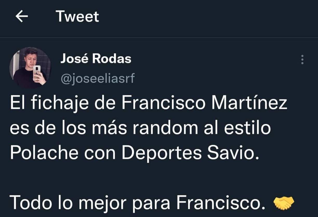 Otros han señalado que Francisco Martínez y su fichaje por Marathón es de los más random y recordaron a Polache.