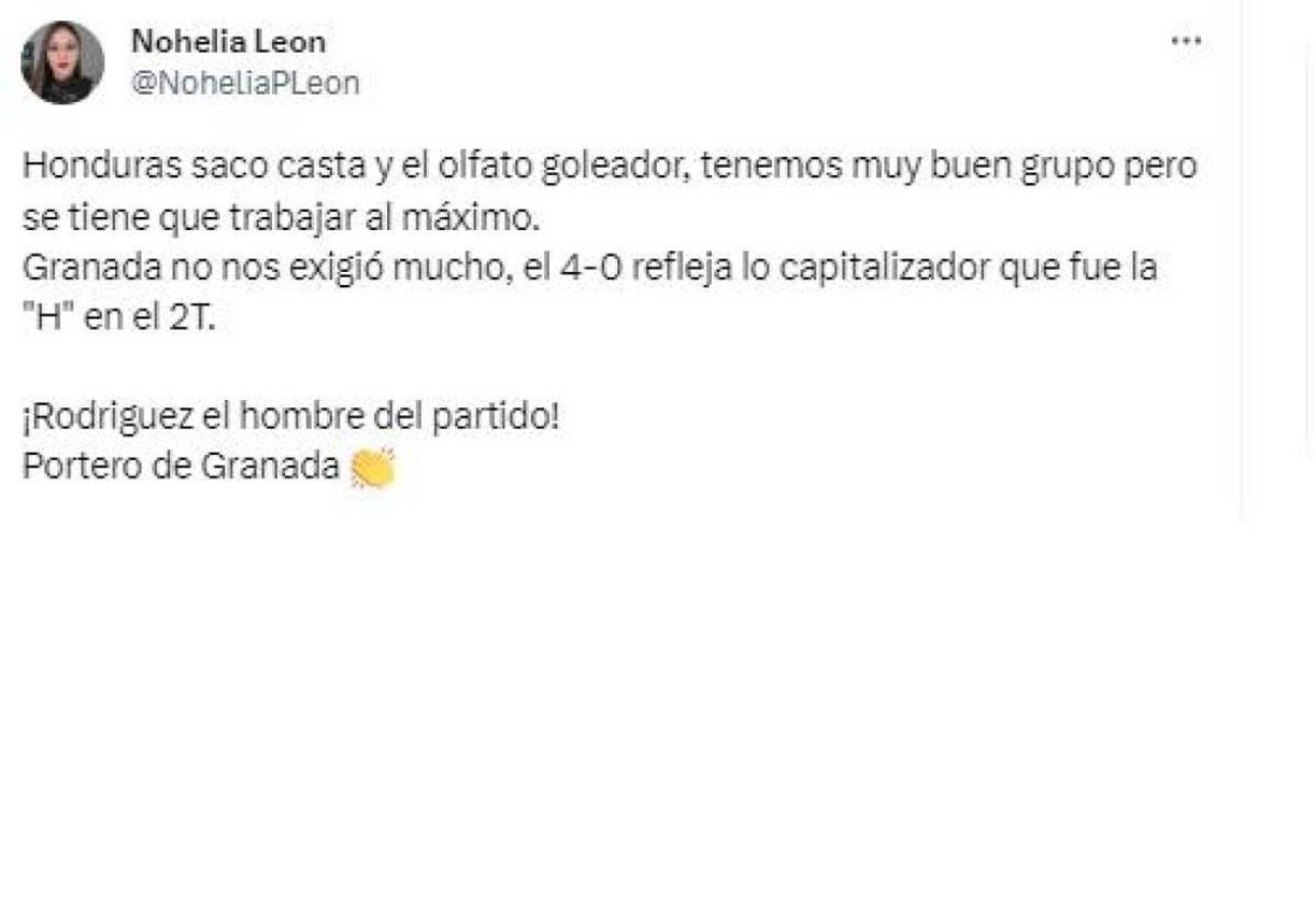 Nohelia León, periodista hondureña destaca mucho al grupo: “Honduras sacó casta y olfato goleador”. 