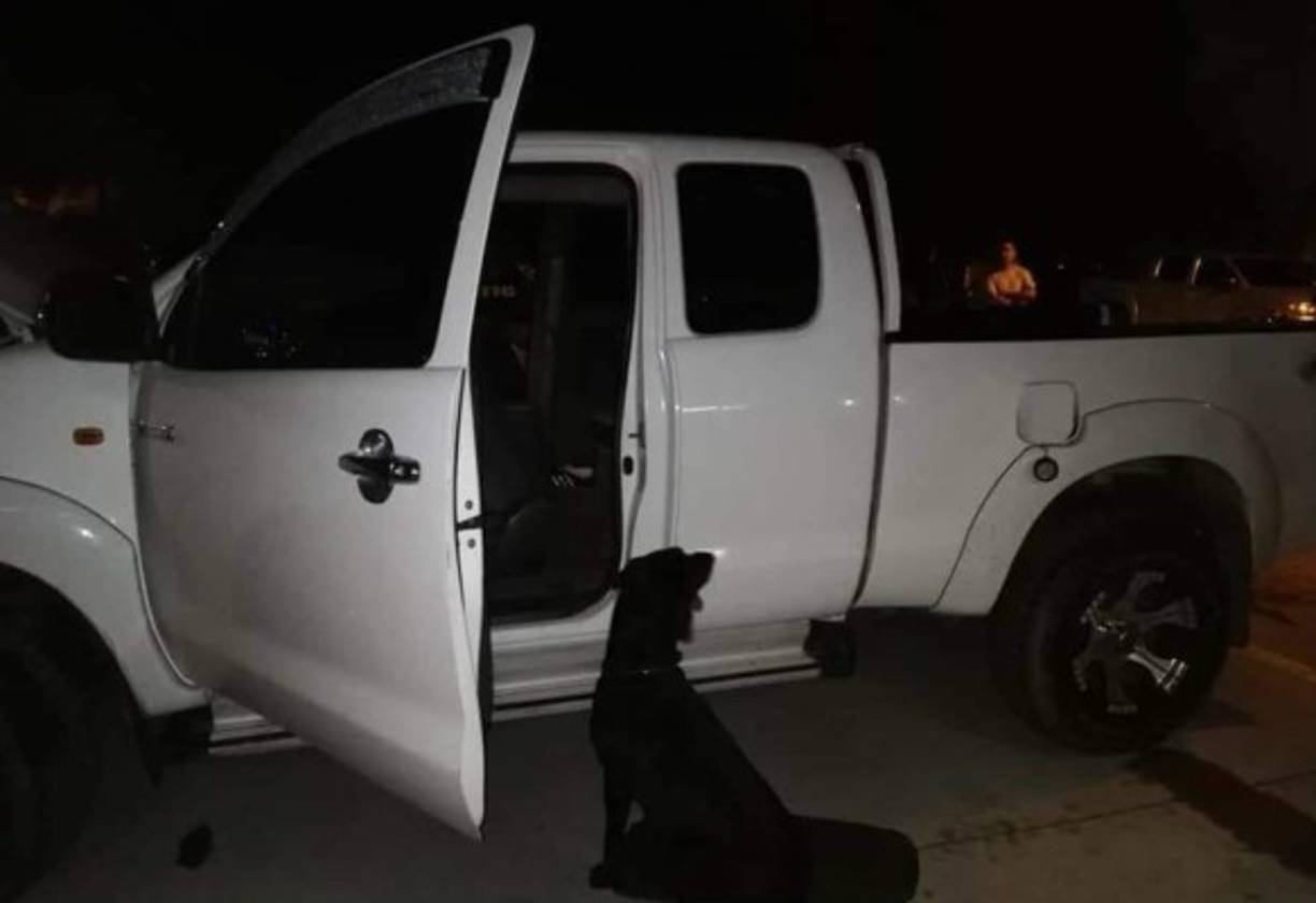 Dentro del vehículo se hallaron 20 paquetes de dólares de billetes de 20. El hombre que conducía el auto marca Toyota tipo pick-up color blanco con placas PDR 5277, fue identificado como Hugo Renán Peraza Molina.