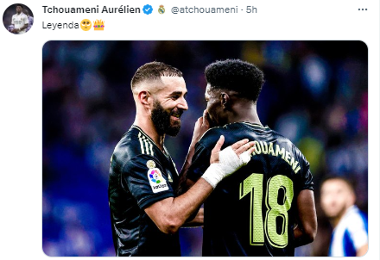 El francés Aurélien Tchouaméni que lo catalogó de “leyenda”.