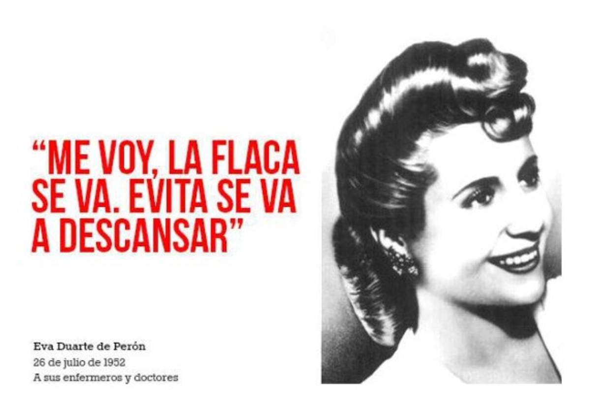 <br/>María Eva Duarte de Perón Se casó con Juan Domingo Perón en 1945 y tras la asunción de este como Presidente de la Nación Argentina el año siguiente, Duarte se convirtió en primera dama.