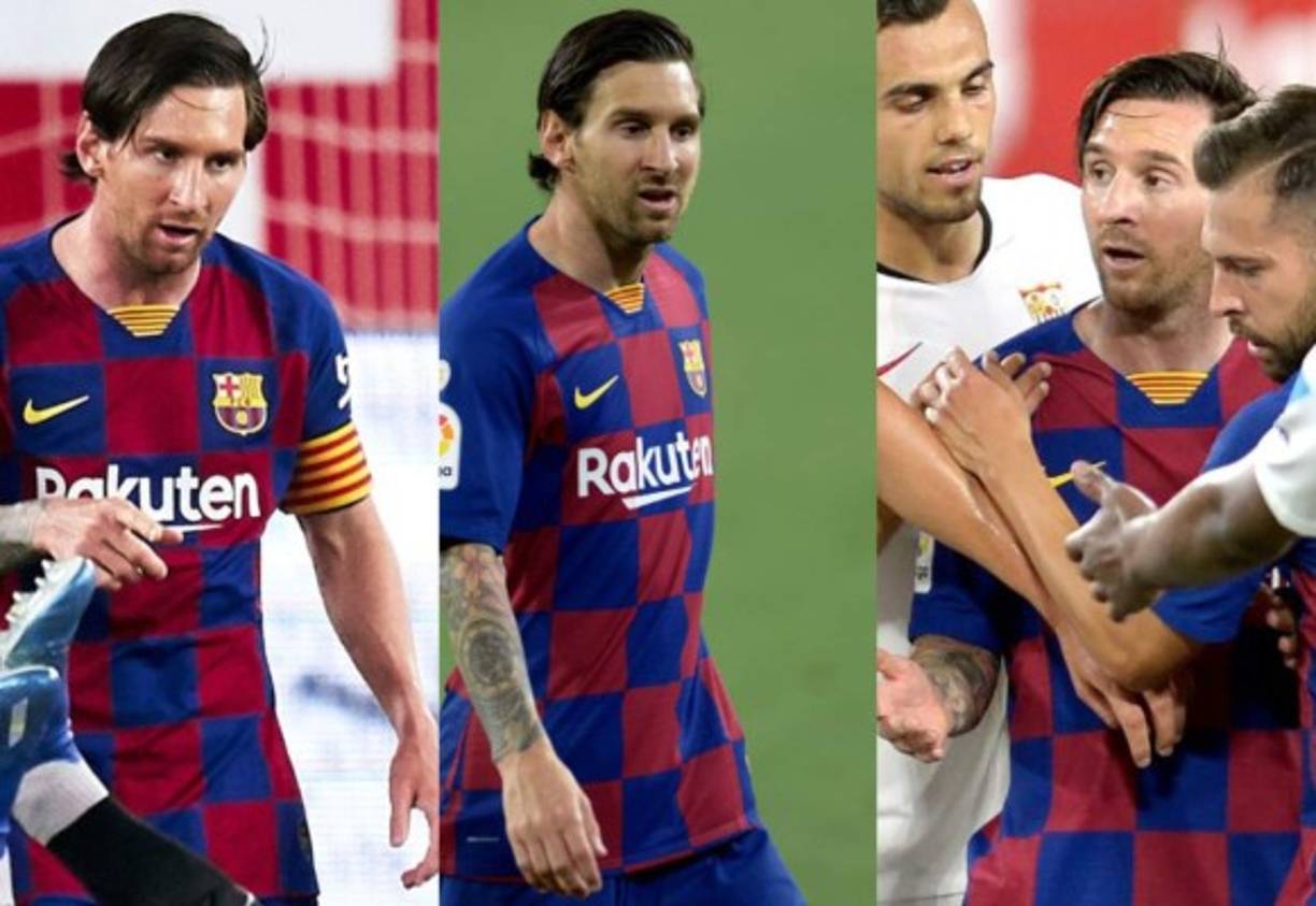 El Barcelona cedió un amargo empate de 0-0 ante Sevilla y puso en peligro el liderato de España. Lionel Messi como pocas veces perdió la cabeza al extemo de agredir a un rival. Fotos AFP, EFE y Barcelona.