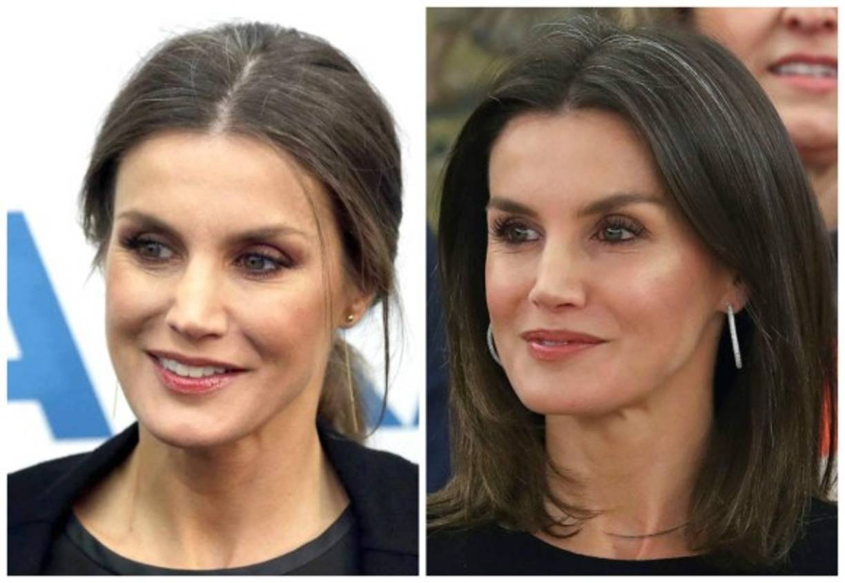 Reina Letizia<br/><br/>La monarca española se ha dejado ver en sociedad con algunos mechones canosos en su cabellera, hecho que no parece preocupar en lo más mínimo a la esposa de Felipe VI. La foto a la derecha fue tomada a mediados de enero de 2019, durante su aparición en una audiencia celebrada en el Palacio de la Zarzuela de Madrid.