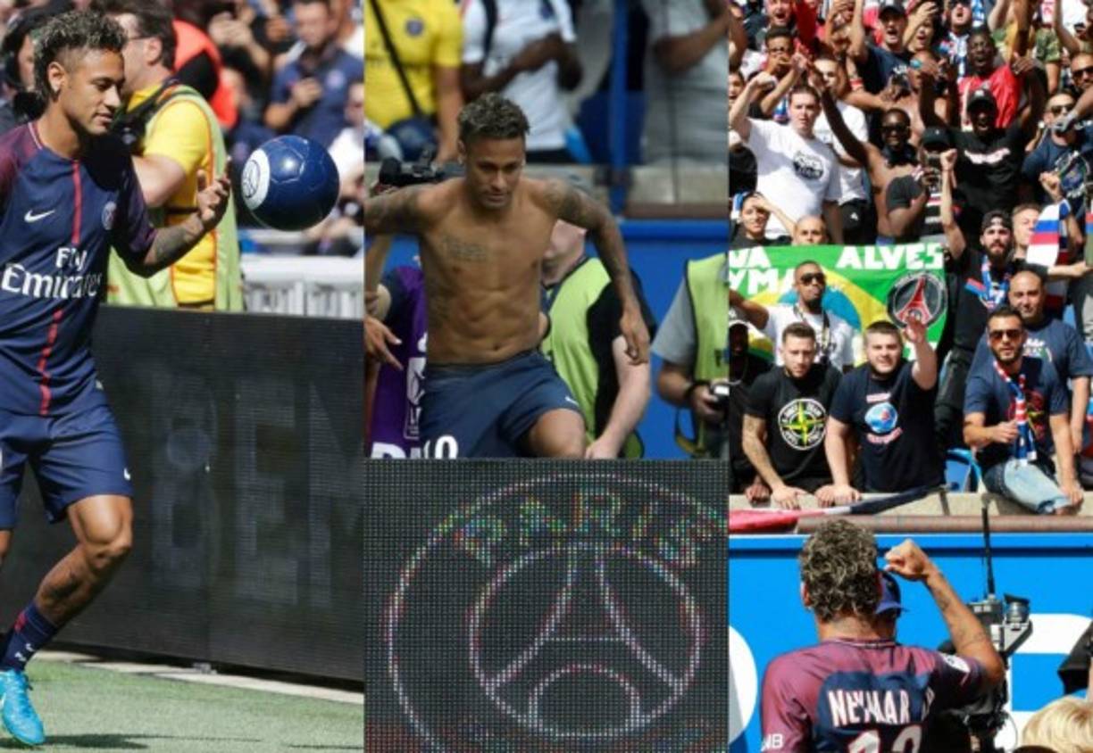 El PSG presentó a su nueva estrella, Neymar Júnior, ante la afición. Te dejamos las mejores imágenes de lo que ocurrió, inclusive estuvo a punto de provocar un accidente.FOTOS AFP.