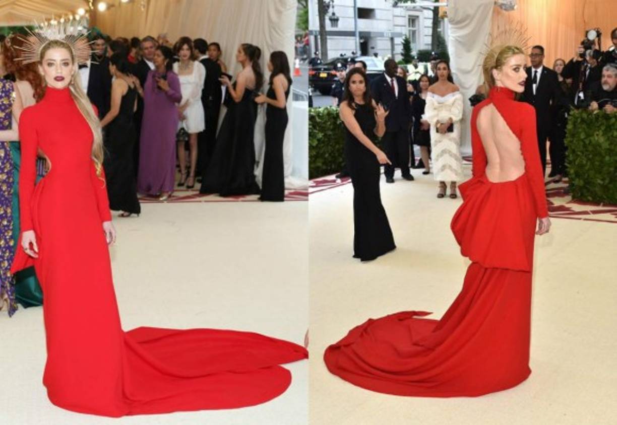 La actriz Amber Heard cautivó en un vestido rojo para a gala de 2018.