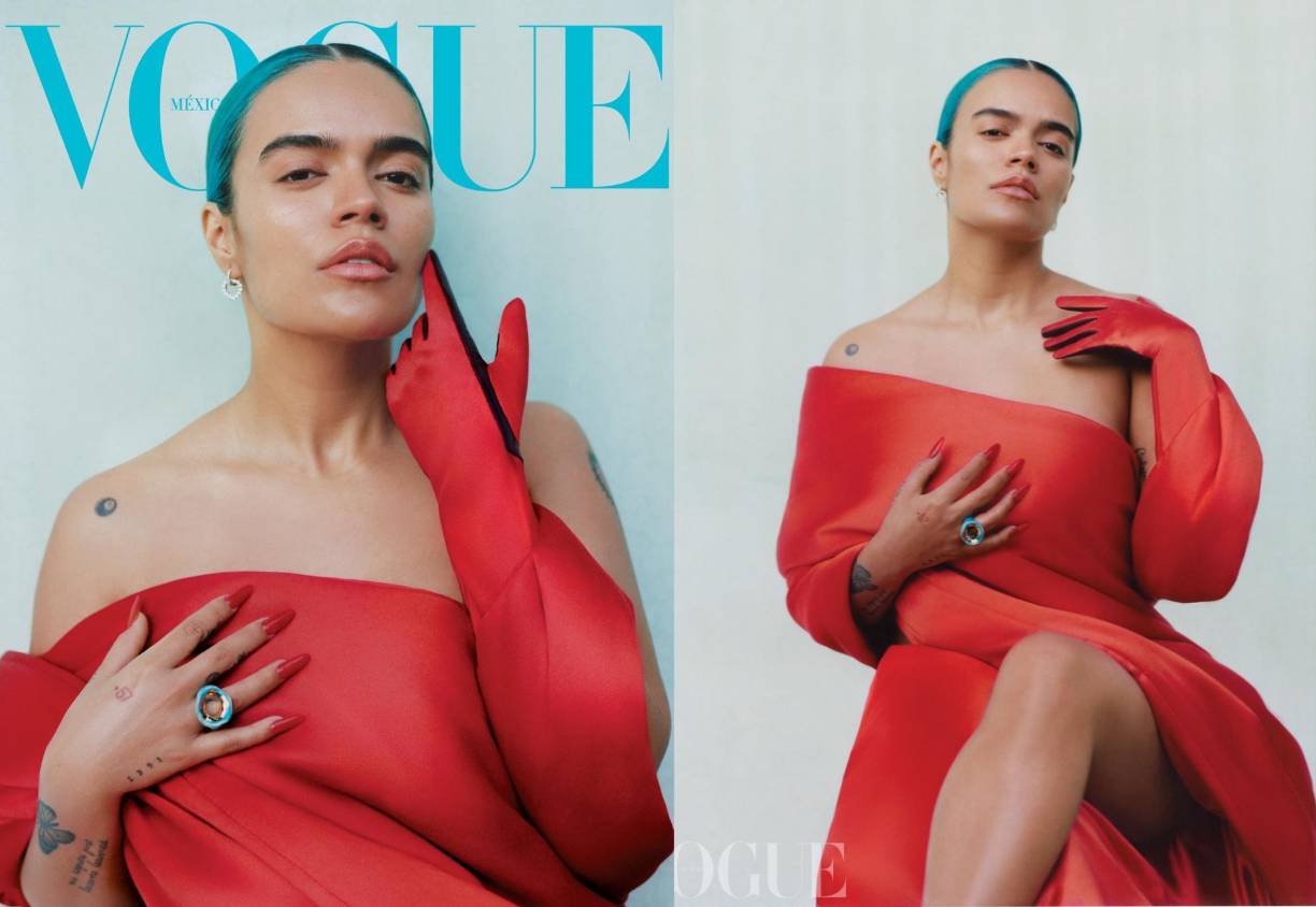 Sin embargo, Karol G ha querido dejar de lado toda esa parafernalia para su primera portada en la prestigiosa revista Vogue, prefiriendo mostrarse al natural.