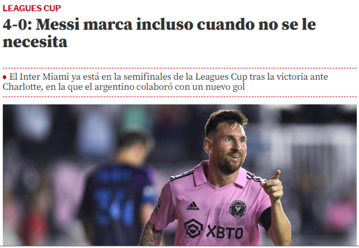 Mundo Deportivo de España: “Messi marca incluso cuando no se le necesita”