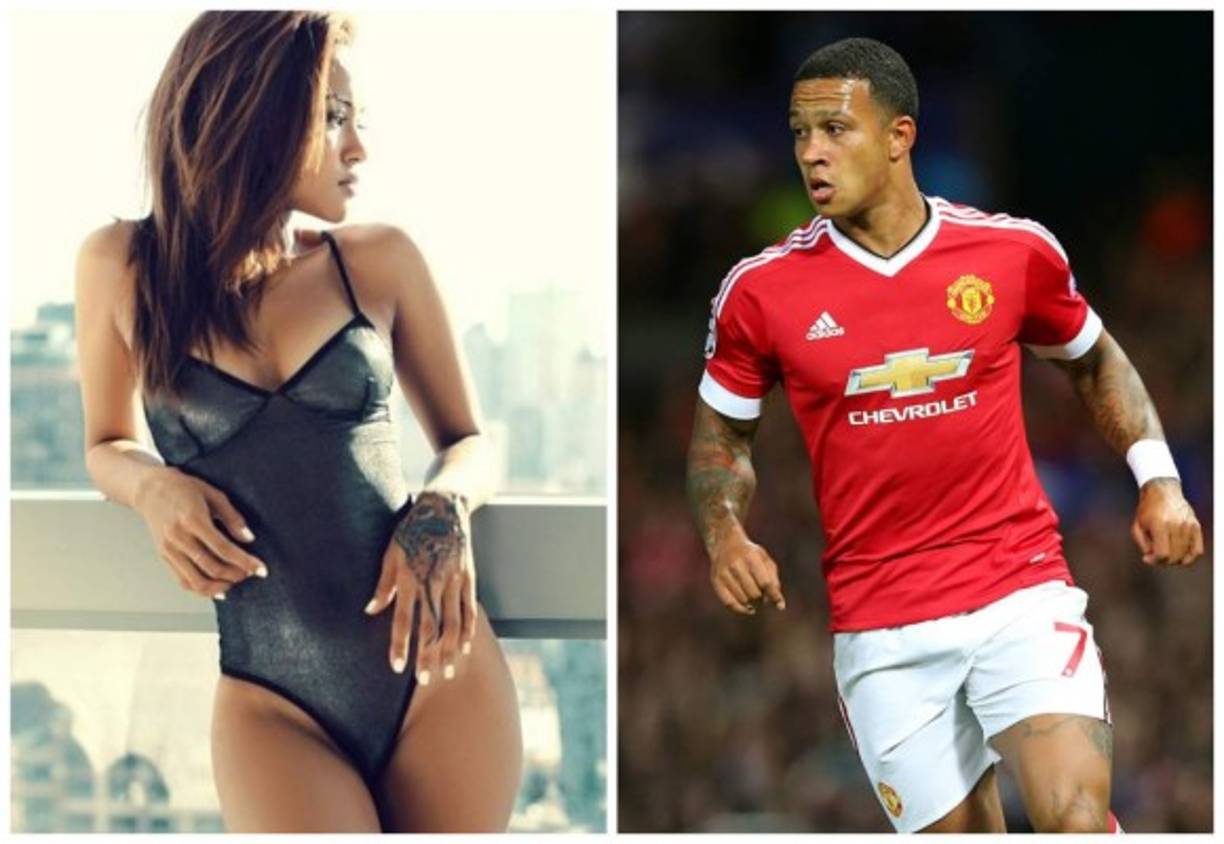 Memphis Depay y su nueva novia, la modelo y actriz Karrueche Tran, exnovia del rapero Chris Brown.