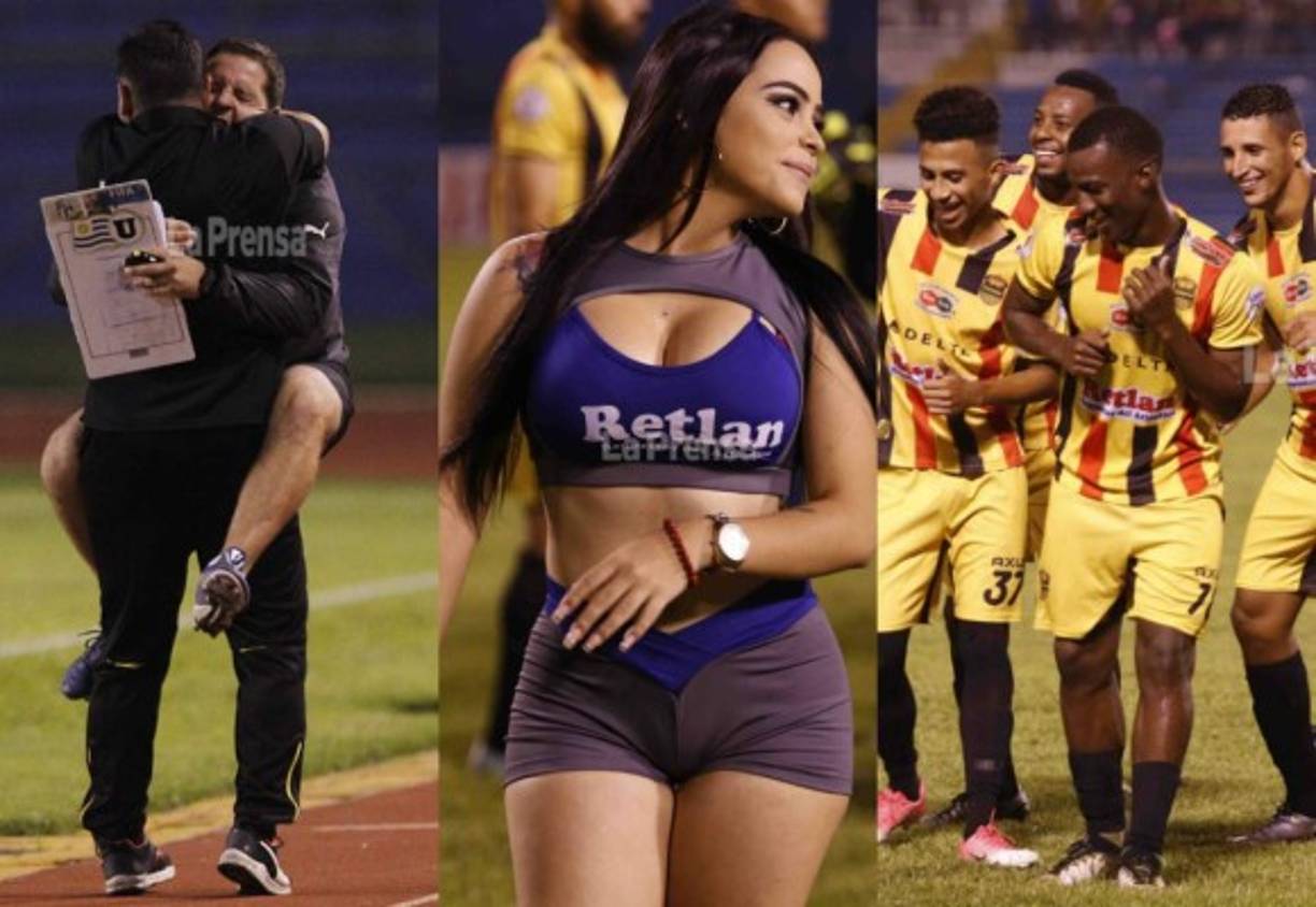 El triunfo de 3-2 del al España al Motagua dejó fotos curiosas; enorme celebración en el cuadro españolista, la belleza de la mujer hondureña y un jugador del cuadro azul salió llorando del estadio Olímpico.