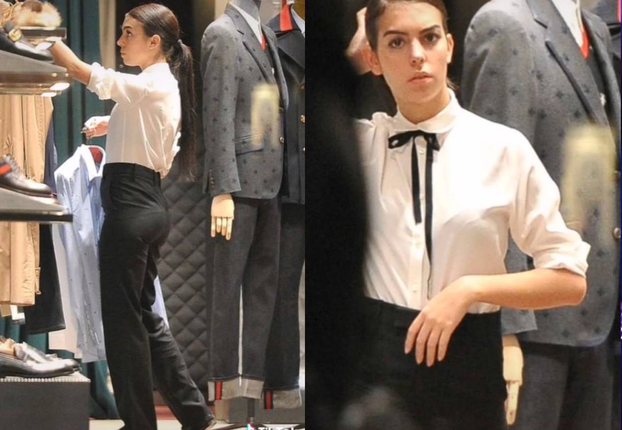 Así lucía anteriormente Georgina cuando laborada en la tienda de Gucci en Madrid.