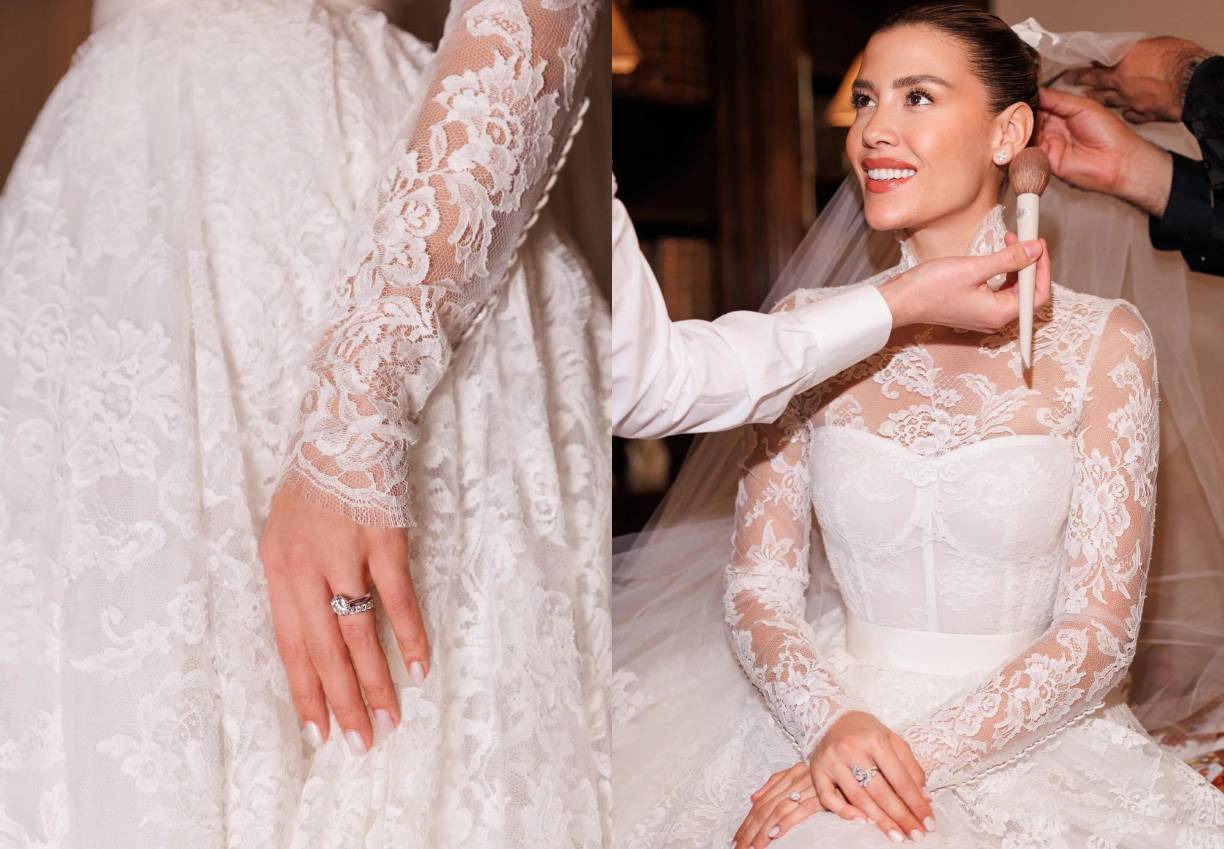 En declaraciones proporcionadas por la firma, dijeron que se trataba de un diseño de Alta Moda realizada en fino encaje con bordados. 