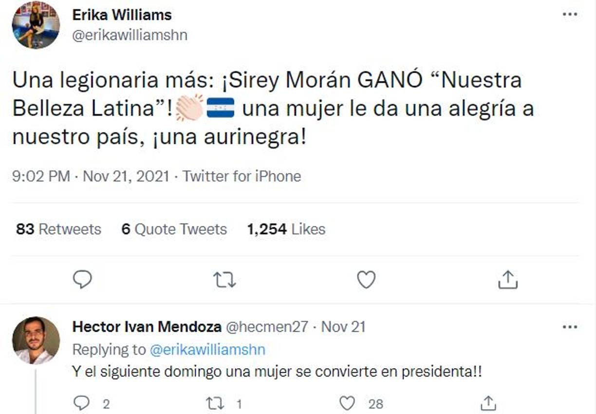 El mensaje de la periodista Erika Williams. 