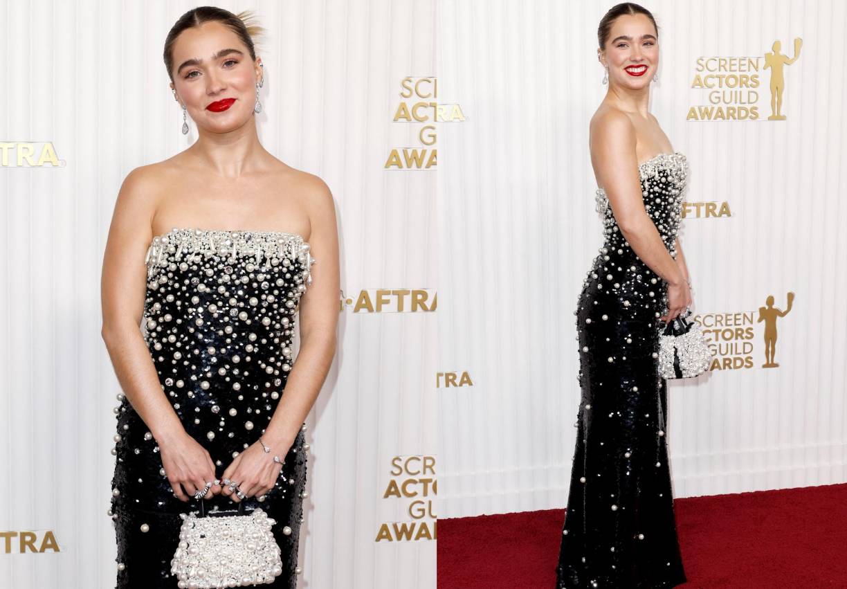 Haley Lu Richardson, bella con este vestido de Carolina Herrera.