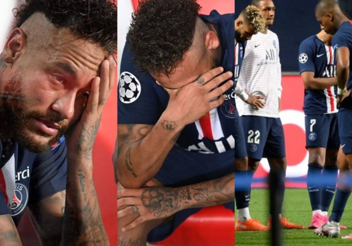 Con las manos en los ojos y entre lágrimas abandonó el terreno de juego Neymar tras caer en la final de la Liga de Campeones en el estadio La Luz a manos del Bayern Múnich. El resto de la plantilla del PSG no fue la excepción y evidenció la tristeza. Fotos AFP.