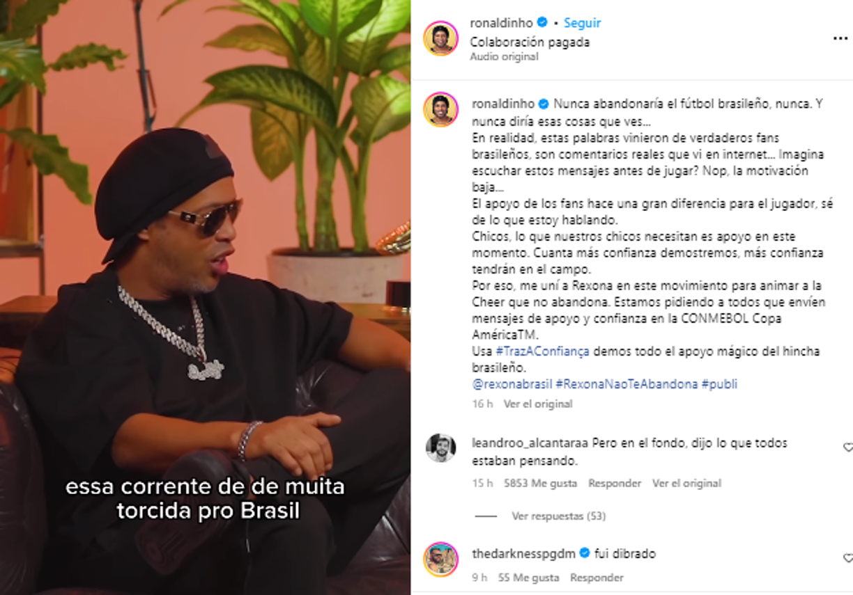 Con esto, Ronaldinho aclara toda la polémica que generaron sus declaraciones a unos días del inicio de la Copa América 2024.