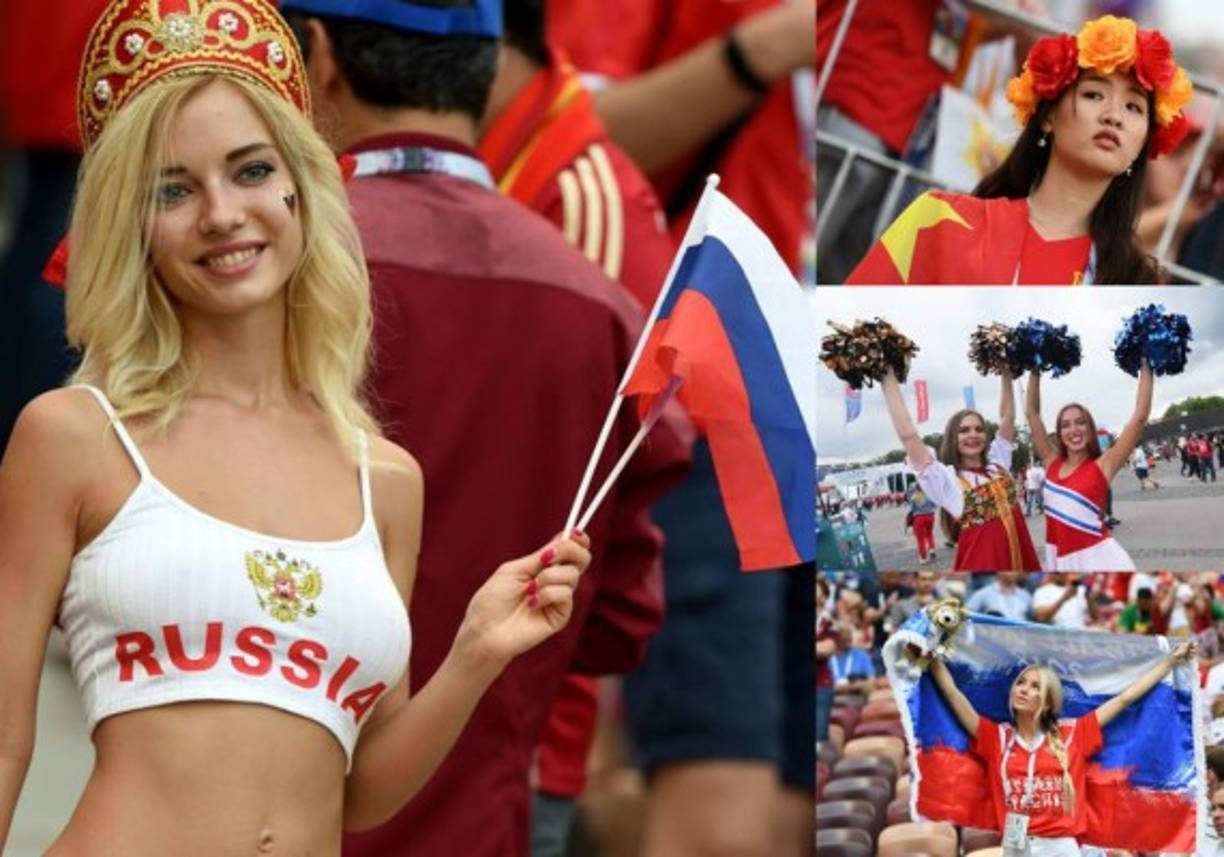 Las aficionadas de España y Rusia destacaron por sus encantos en las gradas.