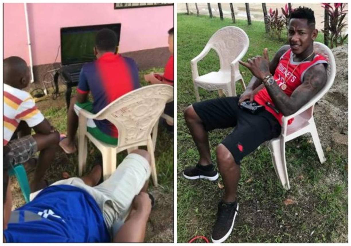 Romell Quioto sorprendió a sus familiares llevando su Playstation para jugar en la calle, en Río Esteban, Colón. 'Aunque lo tengas todo, nunca olvides de donde Dios te saco! #latierrita', escribió.